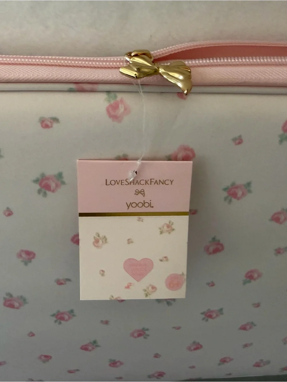 LoveShackFancy Floral 15in Laptop Sleeve Blooming Heirloom Ditsy Gold Bow Charm